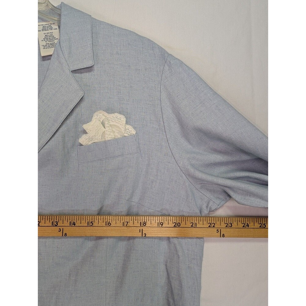 White Stag Linen Rayon Blazer Jacket Light Blue 3/4 Sleeve Womens XL 16/18 - Picture 4 of 6